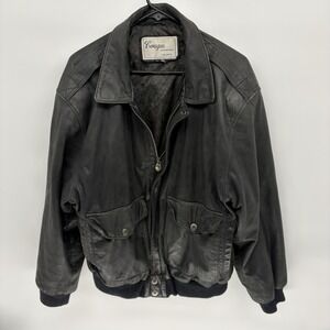 Vintage 80s Cougar Leather‎ Aviator Bomber Jacket Retro Collared Flight Men L